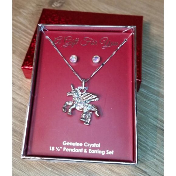 UNICORN AB Crystal Jewelry Set Earrings Necklace - Picture 1 of 1